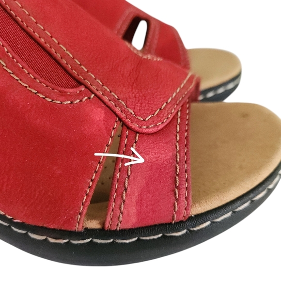 CLARKS womens Comfrot Walking Sandals Merliah Style Flat Sandals Wedge 7 1/2 W - Picture 10 of 12